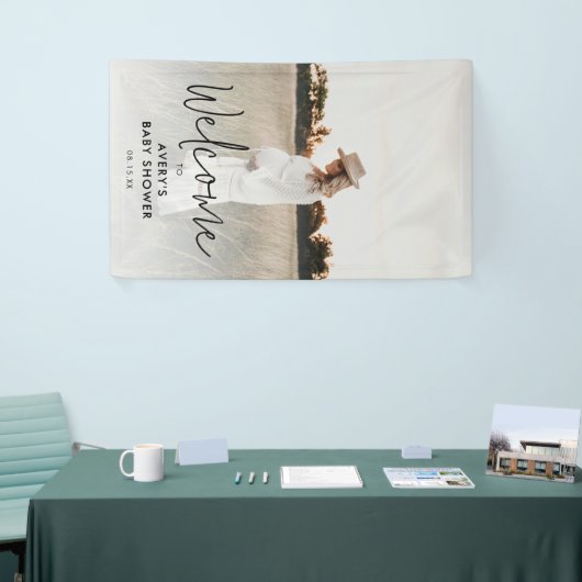 Boho Script Photo Baby shower Welkom Spandoek (Beurs)