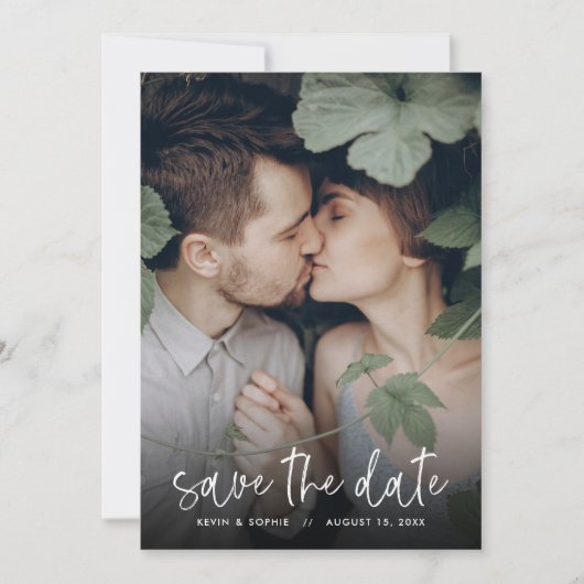 Boho Script Photo Overlay Save the Date (Voorkant)