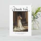  Boho Script Retro Photo Weddenschap Romantic Bedankkaart (Staand voorkant)