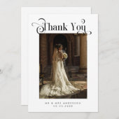  Boho Script Retro Photo Weddenschap Romantic Bedankkaart (Voorkant / Achterkant)