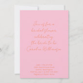 Boho Script Roze en Oranje Moderne Bruidsjurk Show Kaart (Voorkant)