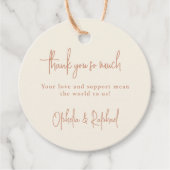 Boho Script Terracotta Cream Bruiloft Dank u Bedankjes Labels (Voorkant)