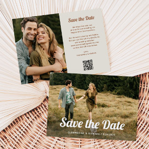Boho Script   Twee foto- en QR-code Save The Date