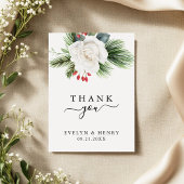 Boho Script Typography Evergreen Wedding Thank You Notitiekaartje