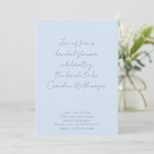 Boho Script Zachte Blauwe Moderne Bruidsuitnodigin Kaart