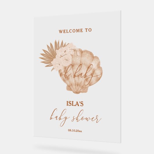 Boho Seashell Baby shower Bienvenue (Angle)