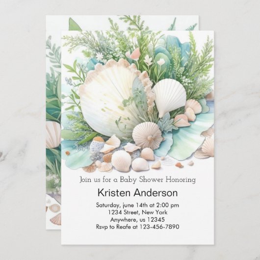 Boho Seashell Whimsical Ocean Baby shower Kaart (Voorkant / Achterkant)