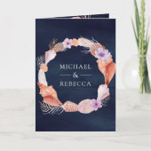 Boho Seashells Nautical Navy Blue QR Code Wedding (Voorkant)