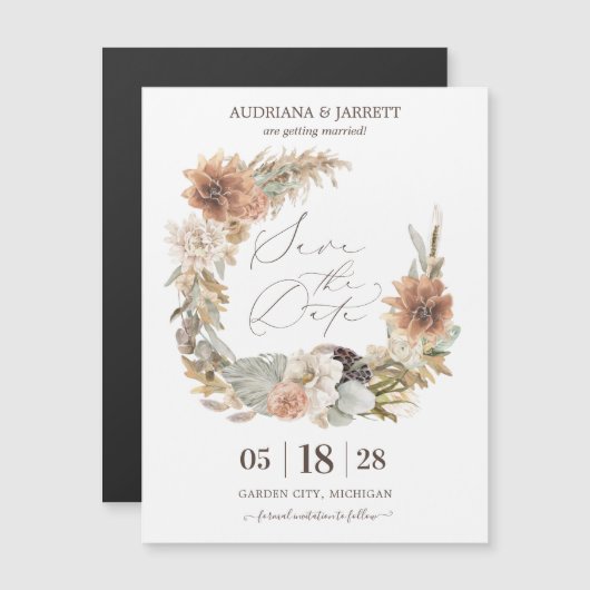 Boho séché Floral Pampas Herbe Automne Magnet (Devant / Derrière)