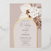 Boho séché Palm Feuille Mariage Foil Invitation (Recto)