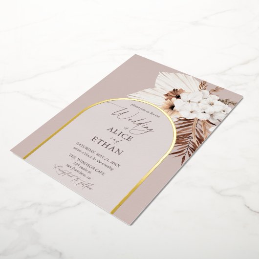 Boho séché Palm Feuille Mariage Foil Invitation (Rotation)