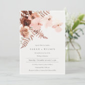 Boho séché rouille Blush Fern Mariage Invitation (Debout devant)