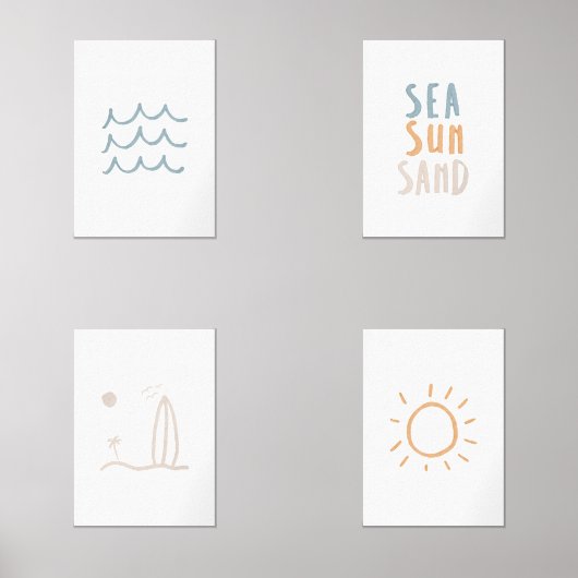 Boho set 4 boho mer soleil sable imprimé (Recto)