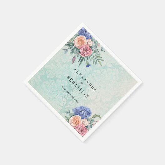 Boho Shabby Chique Bloemen Groene Rustieke Bruilof Servet (Hoek)