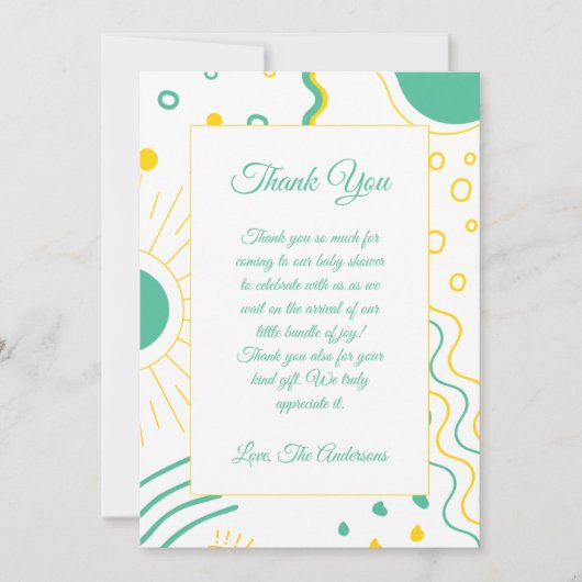 Boho Shape Baby shower Bedankkaart (Voorkant)
