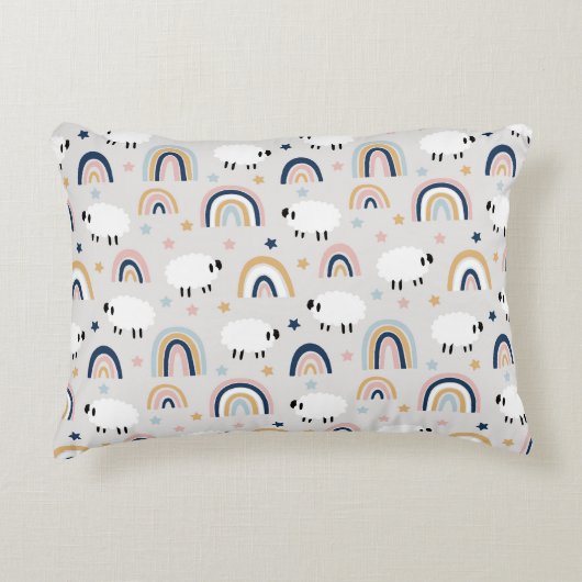 Boho Sheep Rainbow Print Accent Kussen (Voorkant)