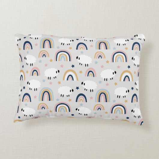 Boho Sheep Rainbow Print Accent Kussen (Achterkant)