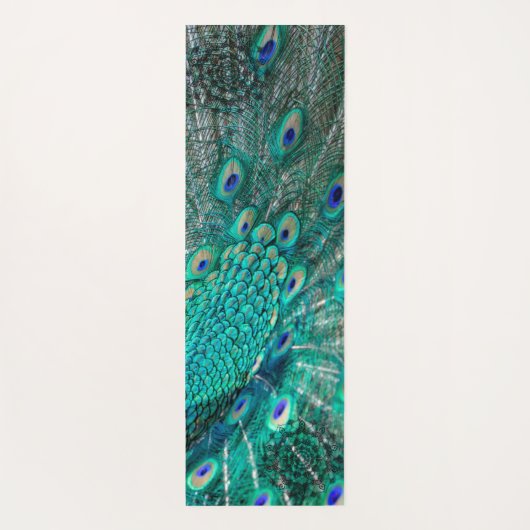 Boho Shimmering Chic Peacock Feather Yogamat (Achterkant)