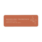 Boho Sienn Terracotta Floral Wedding Address Label (Voorkant)