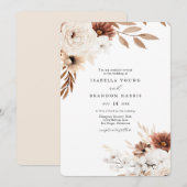 Boho Sienna en Beige Floral Wedding Invitation Kaart (Voorkant / Achterkant)