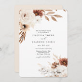 Boho Sienna et Faire-part de mariage florale beige (Devant / Derrière)