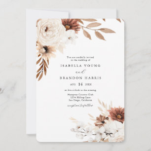 Boho Sienna et Faire-part de mariage florale beige