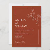 Boho Sienna Terracotta Faire-part de mariage Flora (Devant)