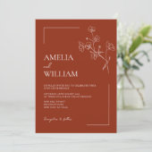 Boho Sienna Terracotta Faire-part de mariage Flora (Debout devant)