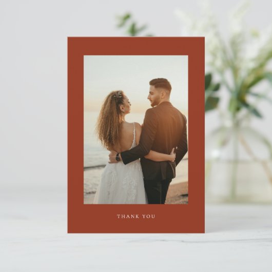 Boho Sienna Terracotta Floral Wedding Bedankkaart (Staand voorkant)