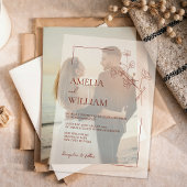Boho Sienna Terracotta Floral Wedding Vellum Uitnodigingen