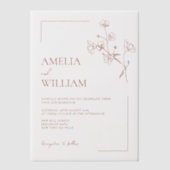 Boho Sienna Terracotta Floral Wedding Vellum Uitnodigingen (Voorkant)