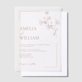 Boho Sienna Terracotta Floral Wedding Vellum Uitnodigingen (Offset)