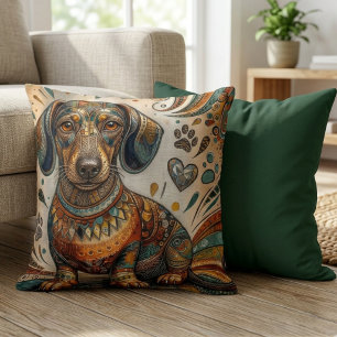 Boho Sierlijke Mozaïek Dachshund Keeshond Kussen