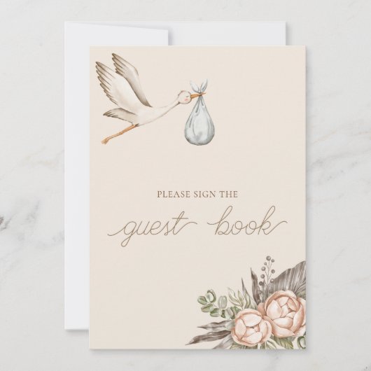 Boho Sign Guest Book Baby shower teken Kaart (Voorkant)