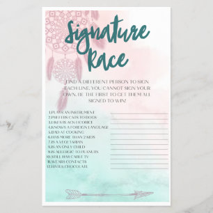 Boho Signature Baby shower Game Flyer
