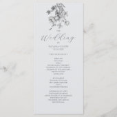 Boho Silver Floral Wedding Programme (Devant)