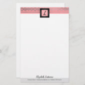 Boho Silver Lijst Initiaal & Name Monogram Station Briefpapier (Voorkant / Achterkant)