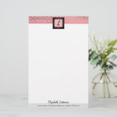 Boho Silver Lijst Initiaal & Name Monogram Station Briefpapier (Staand voorkant)