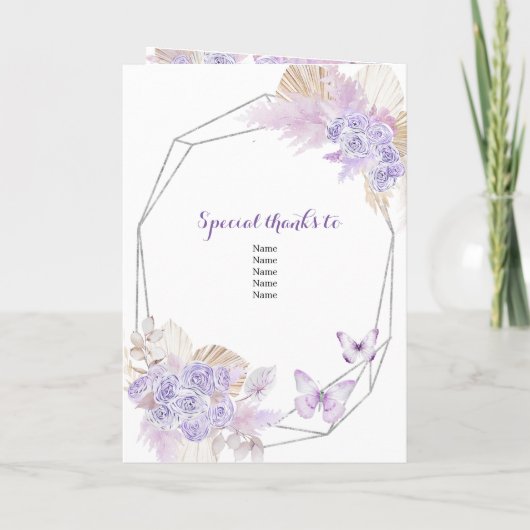 Boho Silver Purple Floral 15 Años Modèle du progra (Dos)