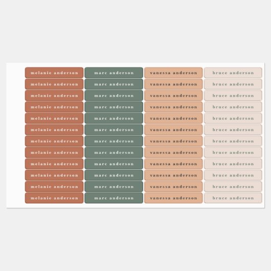 Boho simple couleur étanche Nom Étiquettes (Feuille)