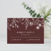 Boho Simple Fleur sauvage bordeaux Mariage RSVP Ca (Debout devant)