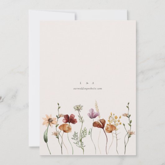 Boho Simple Fleur sauvage Faire-part de mariage (Dos)