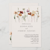 Boho Simple Fleur sauvage Faire-part de mariage (Devant / Derrière)