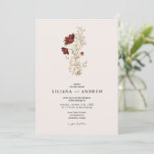 Boho Simple Fleur sauvage Faire-part de mariage (Debout devant)