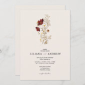 Boho Simple Fleur sauvage Faire-part de mariage (Devant / Derrière)