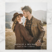 Boho Simple Minimalist Wedding Photo Wijn Etiket (Enkel label)