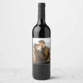 Boho Simple Minimalist Wedding Photo Wijn Etiket (Voorkant)