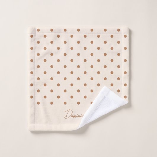 Boho Simple Modern Girly Neutral Polka Dot Beige (Gant de toilette)