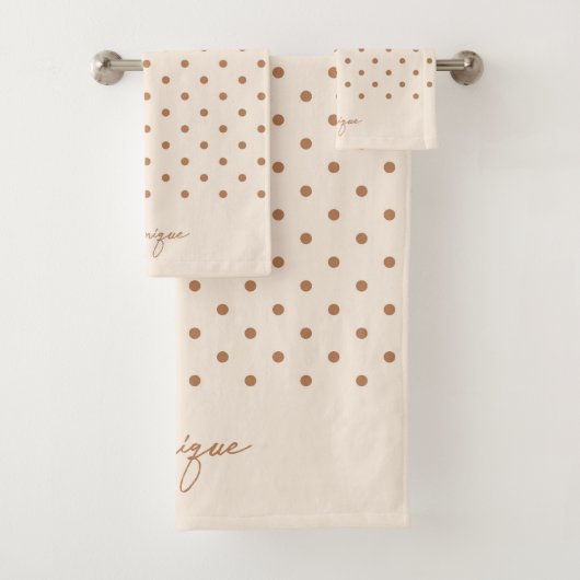 Boho Simple Modern Girly Neutral Polka Dot Beige Bad Handdoek (Insitu)