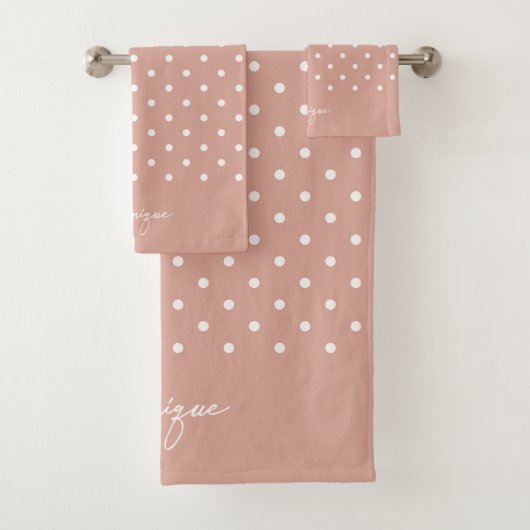 Boho Simple Modern Girly Polka Dot Neutral Pink Bad Handdoek (Insitu)